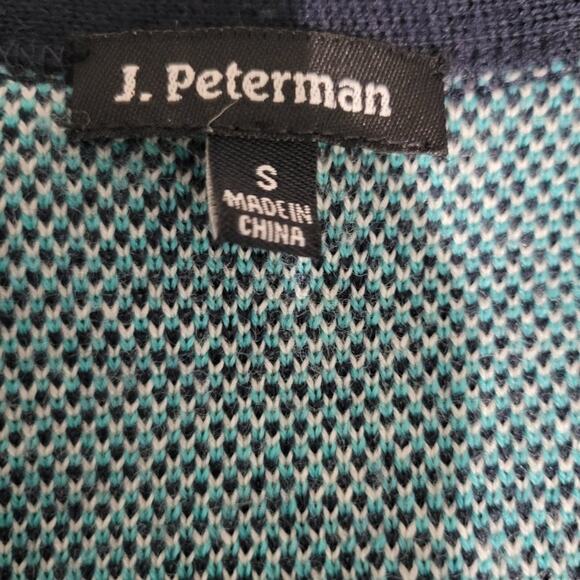 J Peterman Emmas Sweater Blue Hourglass Peplum Cardigan Green Floral Wool Small - Picture 8 of 16
